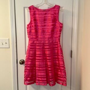 Tahari ASL Pink Stripe A Line Cocktail Party Dress
